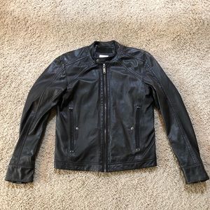 Diesel Leide Black Leather Motorcycle Jacket L